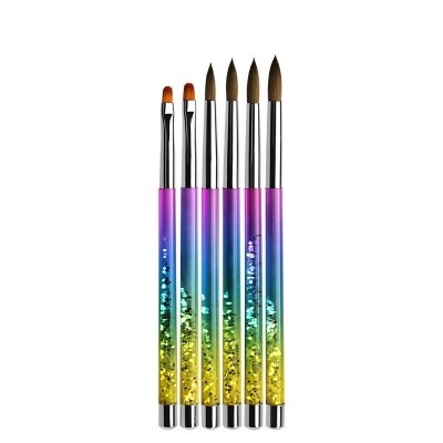 Wholesale UV Gel Nail Art Pen Acrylic Brushes New Liquid Sand Kolinsky Rainbow Nail Art Brush Acrylic Nail Kit Professional