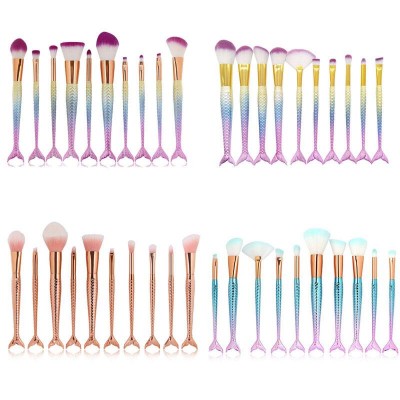 OEM Makeup Applicators Premium Synthetic Mermaid Makeup Brush for Powder Blush Concealer Eye Brush Cute Makeup Brush Set