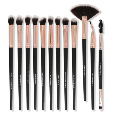 Eye Makeup Brushes 12 Pcs Professional Eye Brush Set Eyeshadow  Eyebrow Blending Fan Eyelash Make Up Brushes Wooden Handle