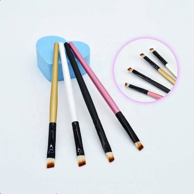 wholesale customized eye brush private label small fiber hair wood handle angled eyebrow makeup brush