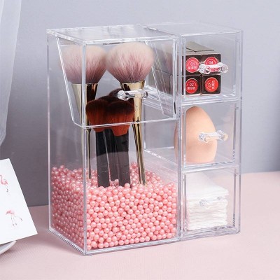 Jewelry collection Makeup Organizer With 3 Drawers All In One Case Make Up Brush Holder