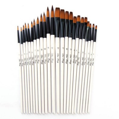 12pieces Round Flat Filbert Angular Pointed Tip Paint Brush Set Watercolor Brushes Professional Paint Brushes Artist